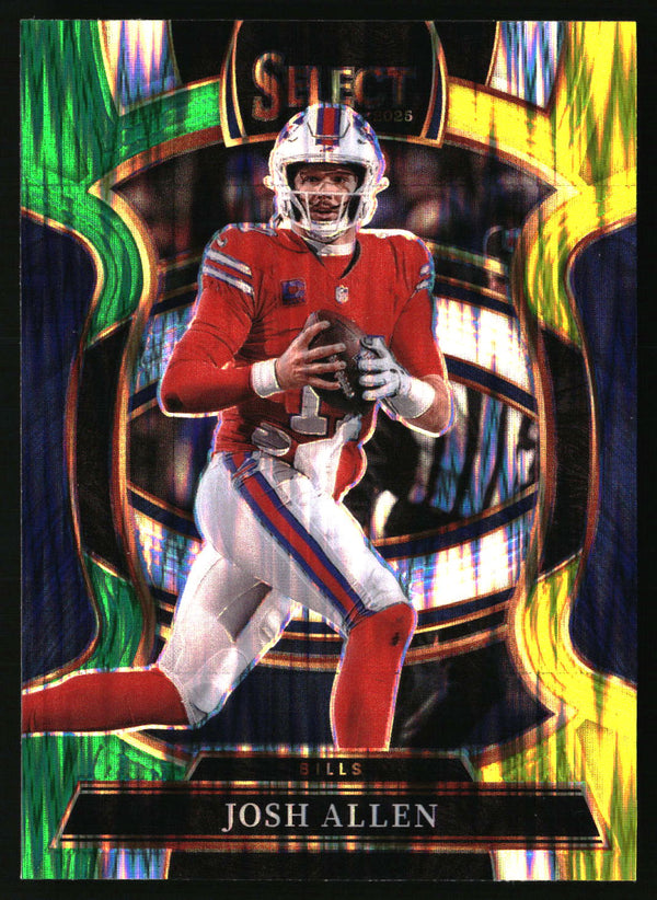 Josh Allen 2025 Panini Select #86 Green and Yellow Prizm Shock