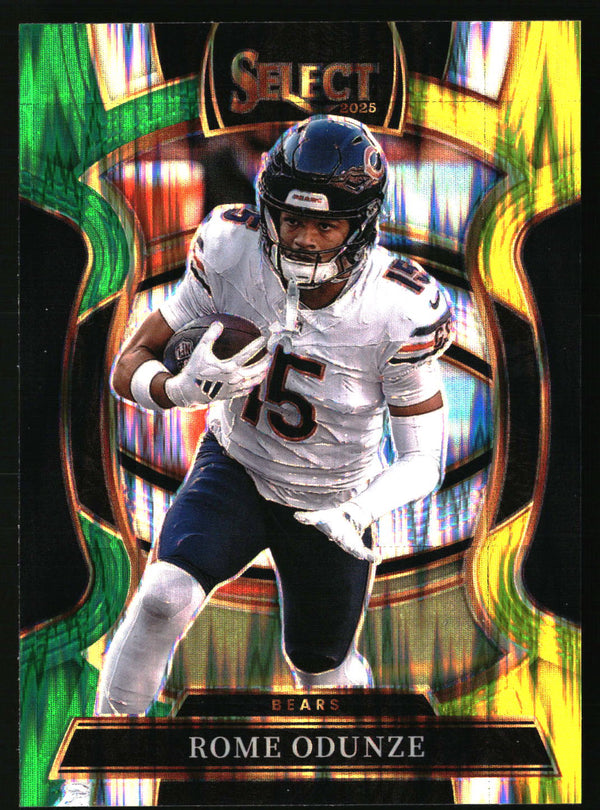 Rome Odunze 2025 Panini Select #74 Green and Yellow Prizm Shock