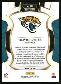 Travis Hunter 2025 Panini Select #28 Green and Yellow Prizm Shock RC