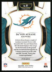 De'Von Achane 2025 Panini Select #81 Green and Yellow Prizm Shock