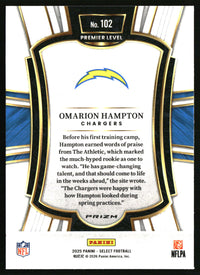 Omarion Hampton 2025 Panini Select #102 Green and Yellow Prizm Shock