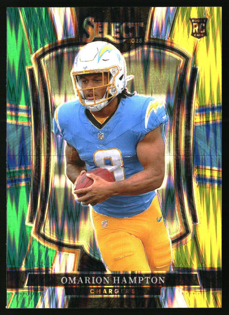Omarion Hampton 2025 Panini Select #102 Green and Yellow Prizm Shock