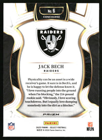Jack Bech 2025 Panini Select #6 Green and Yellow Prizm Shock RC