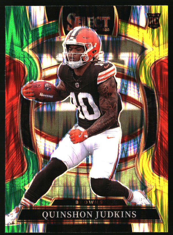 Quinshon Judkins 2025 Panini Select #55 Green and Yellow Prizm Shock