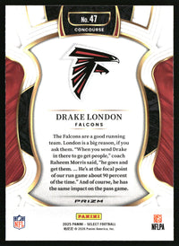 Drake London 2025 Panini Select #47 Green and Yellow Prizm Shock