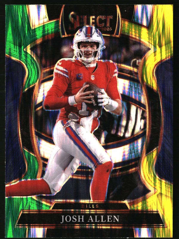Josh Allen 2025 Panini Select #86 Green and Yellow Prizm Shock