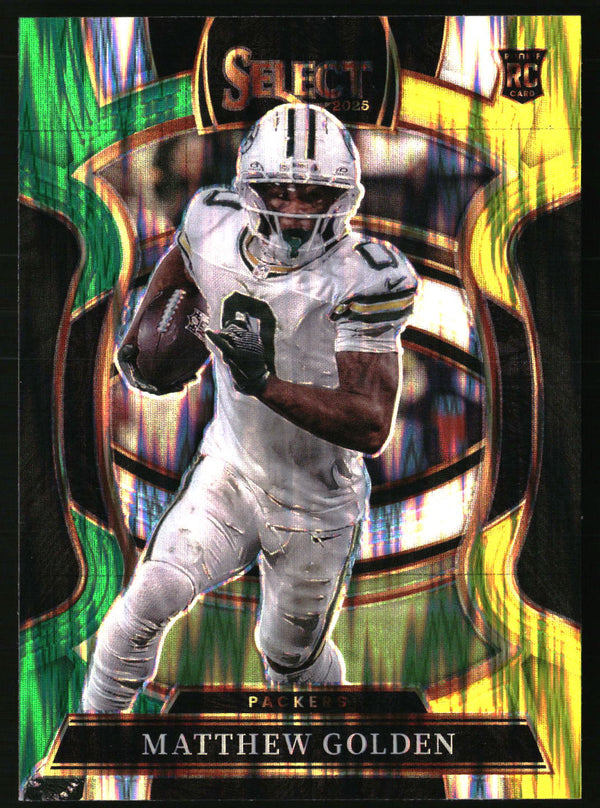 Matthew Golden 2025 Panini Select #66 Green and Yellow Prizm Shock RC