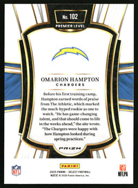Omarion Hampton 2025 Panini Select #102 Green and Yellow Prizm Shock