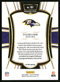 Tyler Loop 2025 Panini Select #161 Green and Yellow Prizm Shock RC
