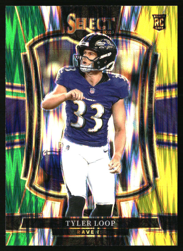 Tyler Loop 2025 Panini Select #161 Green and Yellow Prizm Shock RC