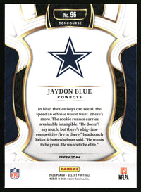 Jaydon Blue 2025 Panini Select #96 Green and Yellow Prizm Shock RC