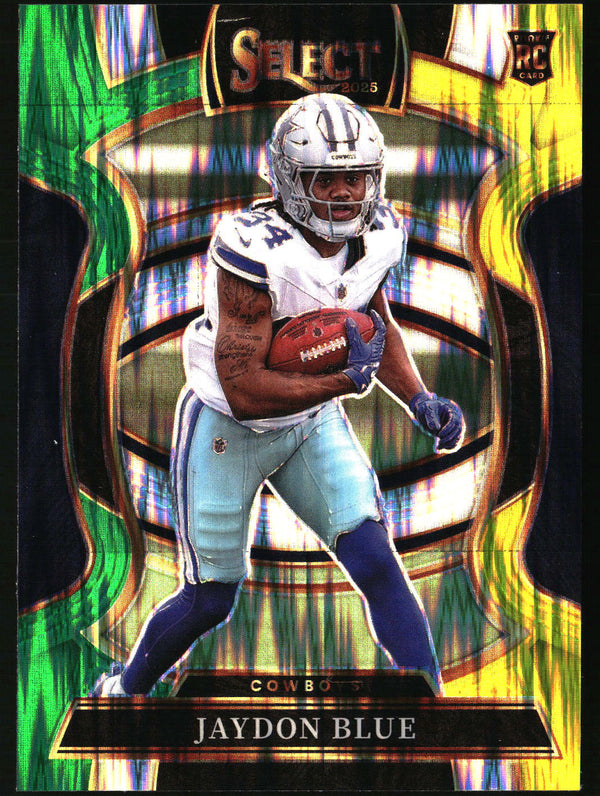 Jaydon Blue 2025 Panini Select #96 Green and Yellow Prizm Shock RC