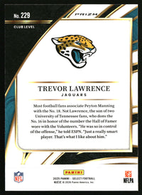 Trevor Lawrence 2025 Panini Select #229 Green and Yellow Prizm Shock
