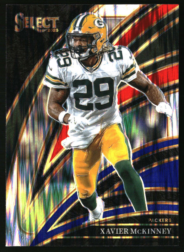 Xavier McKinney 2025 Panini Select #266 Red and Blue Prizm Shock