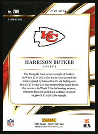 Harrison Butker 2025 Panini Select #209 Red and Blue Prizm Shock