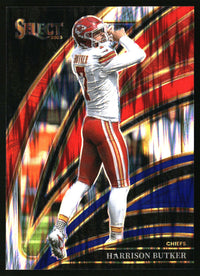 Harrison Butker 2025 Panini Select #209 Red and Blue Prizm Shock