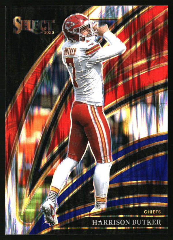 Harrison Butker 2025 Panini Select #209 Red and Blue Prizm Shock