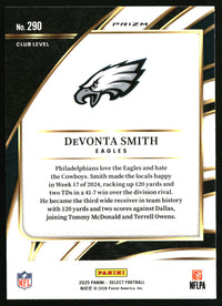 DeVonta Smith 2025 Panini Select #290 Green and Yellow Prizm Shock