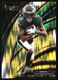 DeVonta Smith 2025 Panini Select #290 Green and Yellow Prizm Shock