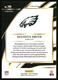 DeVonta Smith 2025 Panini Select #290 Red and Blue Prizm Shock