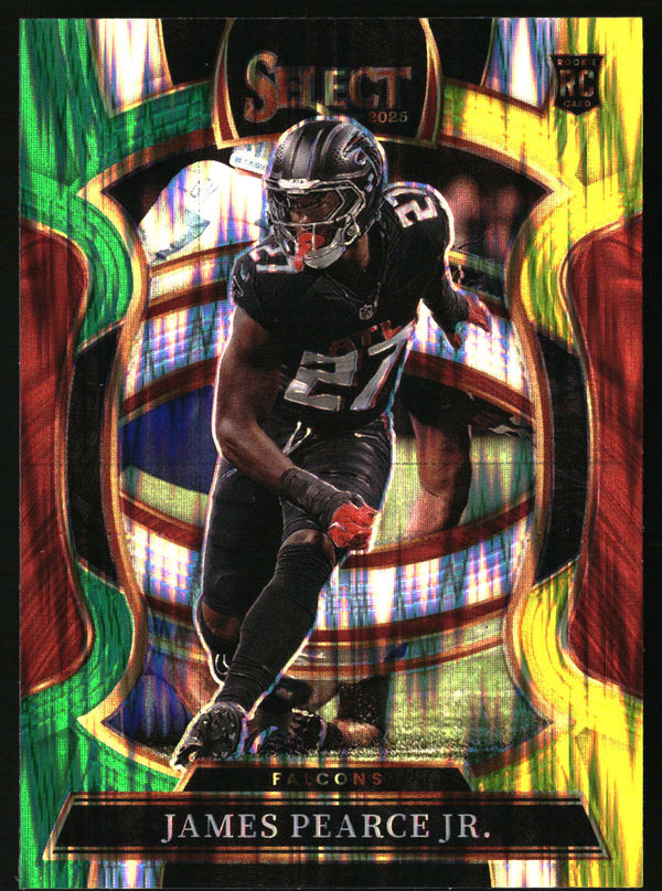 James Pearce Jr. 2025 Panini Select #48 Green and Yellow Prizm Shock