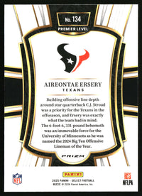 Aireontae Ersery 2025 Panini Select #134 Black and Green Prizm Shock RC
