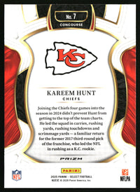 Kareem Hunt 2025 Panini Select #7 Green and Yellow Prizm Shock
