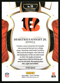 Demetrius Knight Jr. 2025 Panini Select #58 Green and Yellow Prizm Shock RC