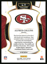Alfred Collins 2025 Panini Select #17 Green and Yellow Prizm Shock RC