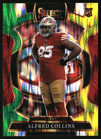 Alfred Collins 2025 Panini Select #17 Green and Yellow Prizm Shock RC