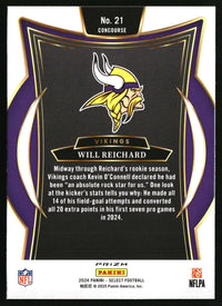 Will Reichard 2024 Panini Select #21 Black & Blue Prizm Shock RC