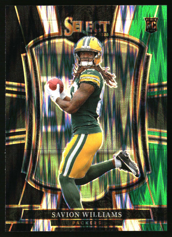 Savion Williams 2025 Panini Select #167 Black and Green Prizm Shock RC