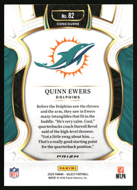 Quinn Ewers 2025 Panini Select #82 Black and Green Prizm Shock RC