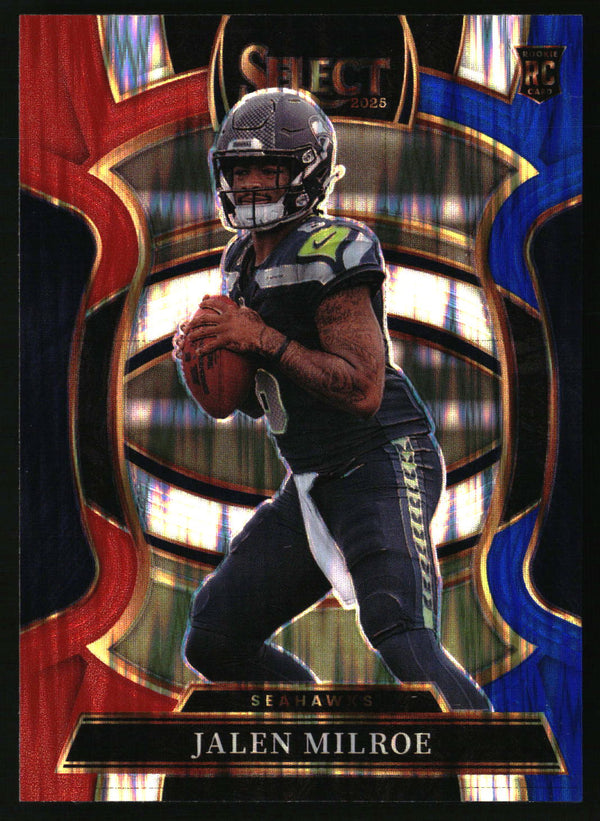 Jalen Milroe 2025 Panini Select #14 Red and Blue Prizm Shock