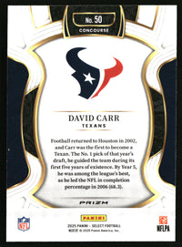 David Carr 2025 Panini Select #50 Red and Blue Prizm Shock
