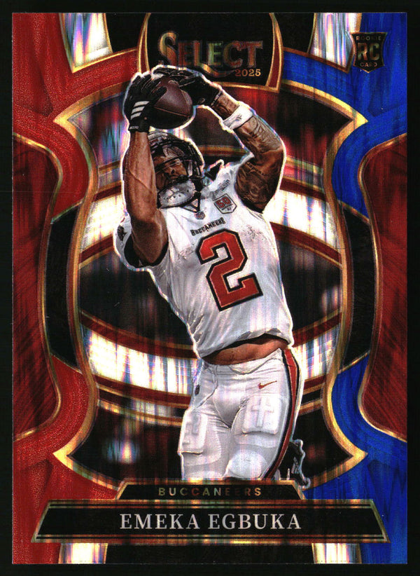 Emeka Egbuka 2025 Panini Select #37 Red and Blue Prizm Shock RC