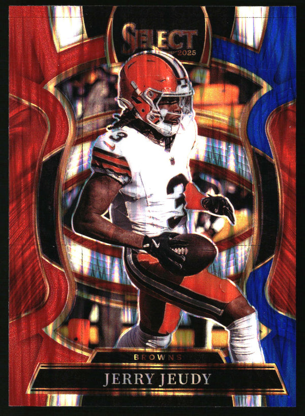 Jerry Jeudy 2025 Panini Select #56 Red and Blue Prizm Shock