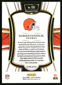 Harold Fannin Jr. 2025 Panini Select #155 Red and Blue Prizm Shock RC