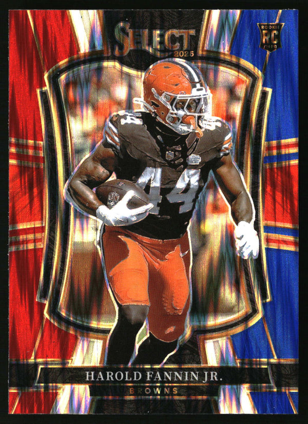 Harold Fannin Jr. 2025 Panini Select #155 Red and Blue Prizm Shock RC