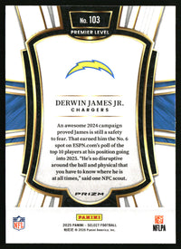 Derwin James Jr. 2025 Panini Select #103 Red and Blue Prizm Shock