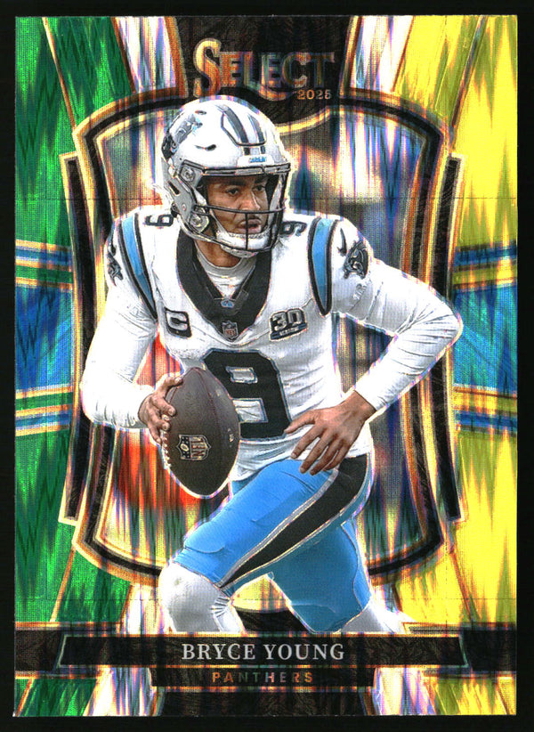 Bryce Young 2025 Panini Select #145 Green and Yellow Prizm Shock
