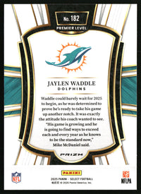 Jaylen Waddle 2025 Panini Select #182 Green and Yellow Prizm Shock