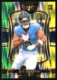 Elic Ayomanor 2025 Panini Select #127 Green and Yellow Prizm Shock