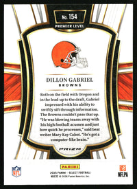 Dillon Gabriel 2025 Panini Select #154 Green and Yellow Prizm Shock RC