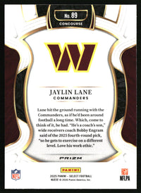 Jaylin Lane 2025 Panini Select #89 Green and Yellow Prizm Shock