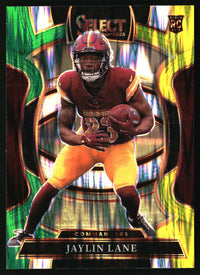 Jaylin Lane 2025 Panini Select #89 Green and Yellow Prizm Shock