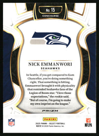 Nick Emmanwori 2025 Panini Select #15 Black and Green Prizm Shock RC
