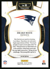 Drake Maye 2025 Panini Select #80 Black and Green Prizm Shock