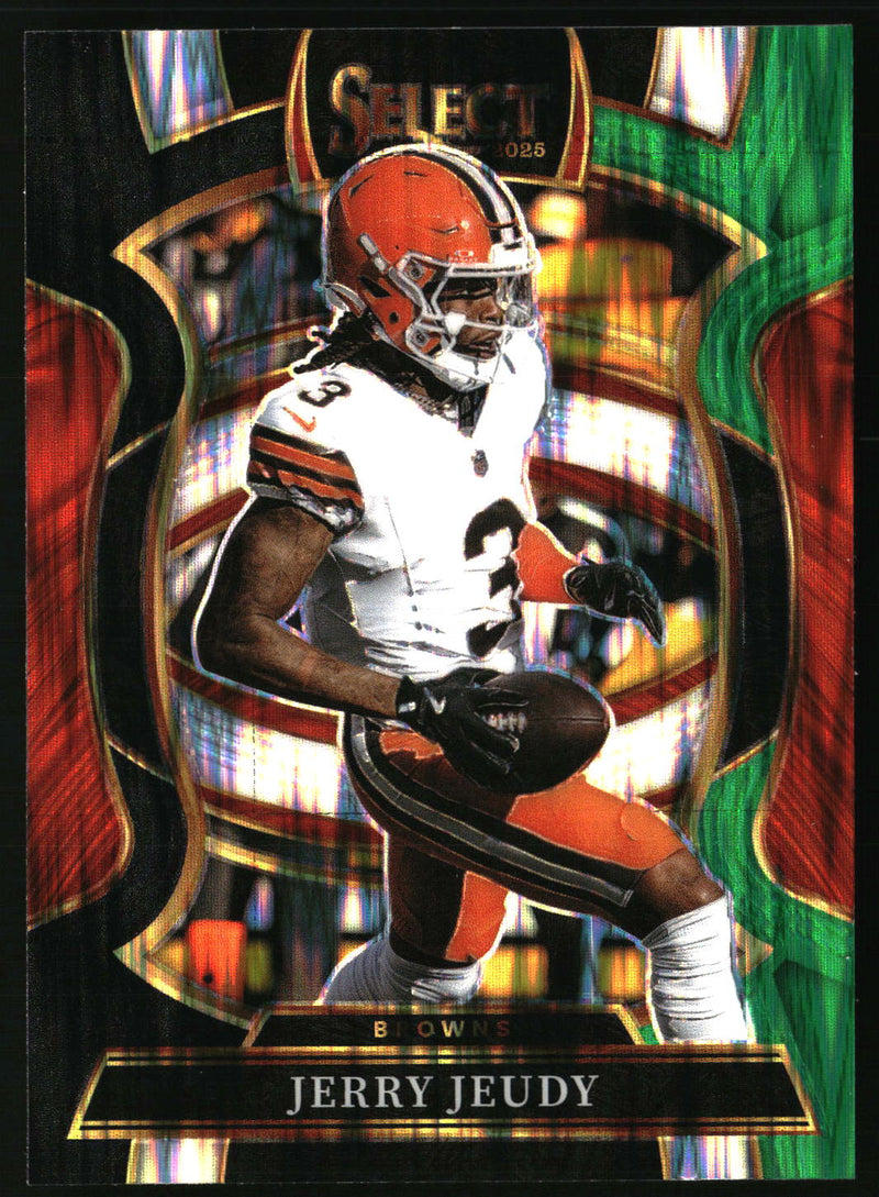 Jerry Jeudy 2025 Panini Select #56 Black and Green Prizm Shock