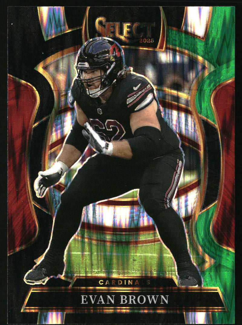 Evan Brown 2025 Panini Select #24 Black and Green Prizm Shock